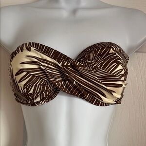 Vince Camuto Brown and Cream Twist-Front Bikini Top